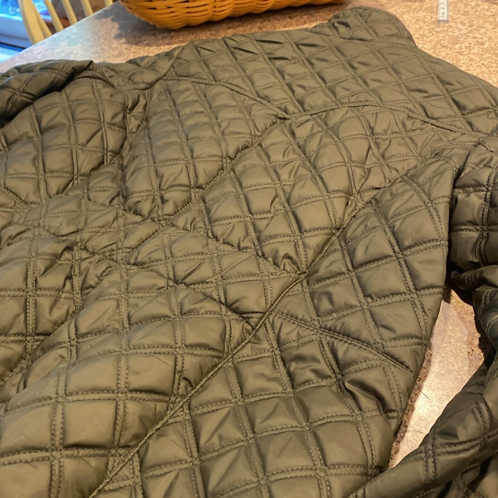 Lucky Brand Army Green Quilted Jacket Medium Full Zip Snap Coat - Picture 10 of 16